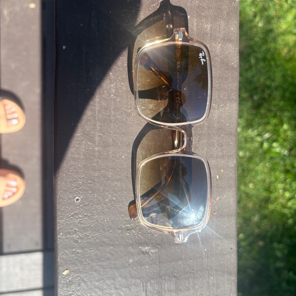Ray-Ban Clear square Frame Sunglasses with Brown Gradient Lenses - Picture 5 of 7